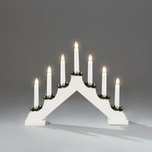 Load image into Gallery viewer, White Wood 7 Bulb Christmas Candle Bridge
