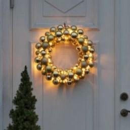 Christmas Gold Bauble LED Wreath 40cm
