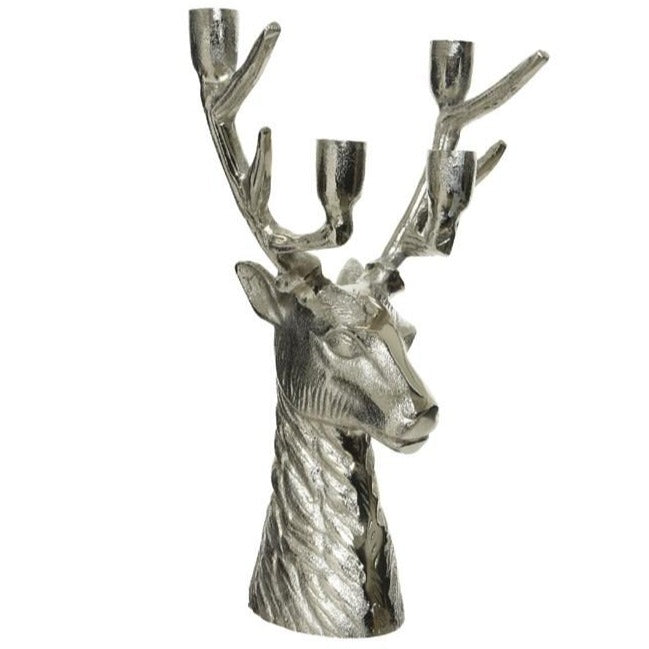 Aluminium Stag Head Candle Holder 35cm