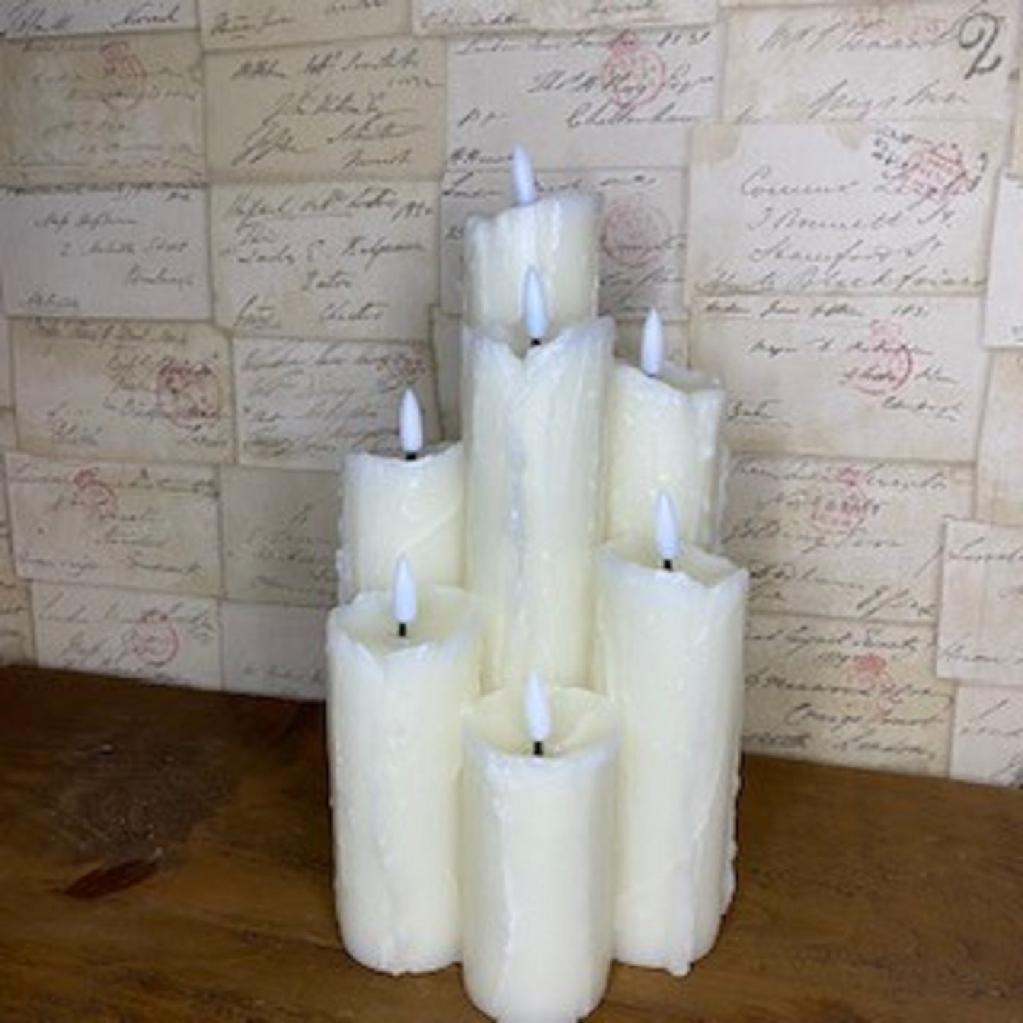 7 Piece FlickaBrights Melted Edge Wax Christmas Candles