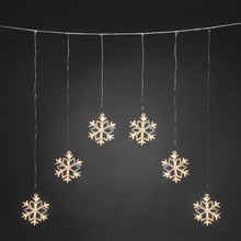 Load image into Gallery viewer, Konstsmide 6 Warm White Acrylic Snowflakes Curtain Lights

