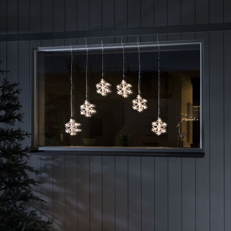 Konstsmide 6 Warm White Acrylic Snowflakes Curtain Lights
