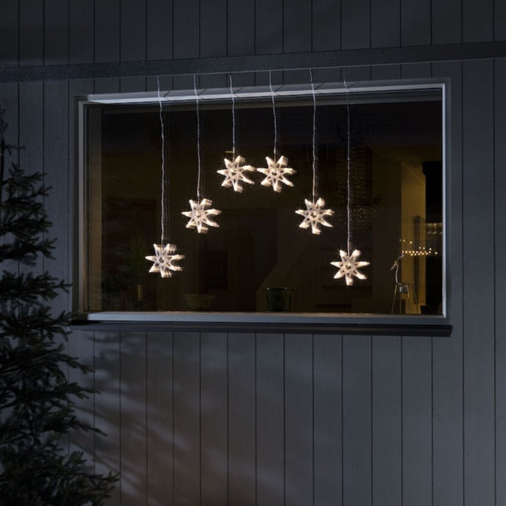 Konstsmide 6 Warm White Acrylic Star Christmas Curtain Lights