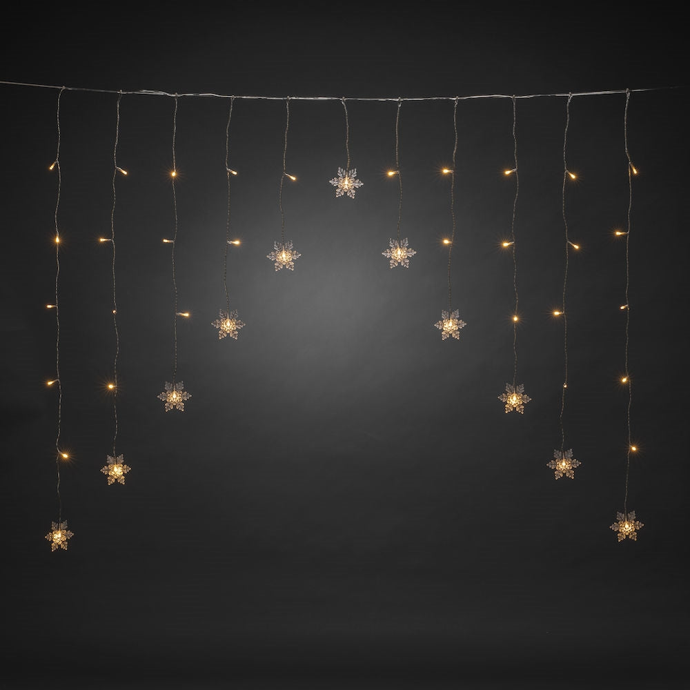 Konstsmide 11 Warm White Acrylic Snowflake Christmas Curtain Lights
