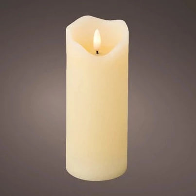 Cream Wax LED Pillar Candle Melted Effect 13cm