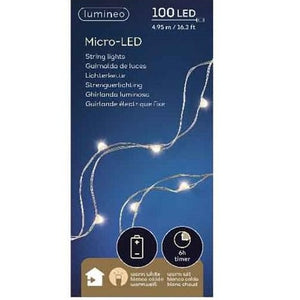 100 Warm White Silver Cable Battery Operated String Lights