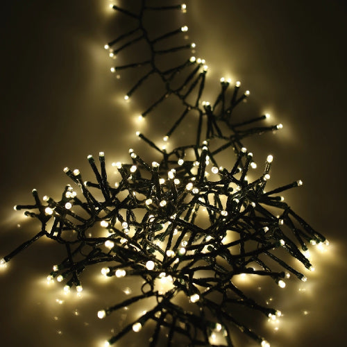 Noma 480 Christmas Cluster Lights Warm White Green Cable