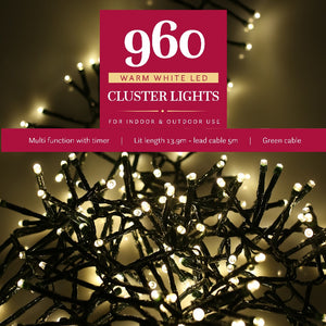 Noma 960 Cluster Lights Warm White Green Cable