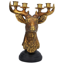 Load image into Gallery viewer, Gold Stag Head Candelabra 30cm
