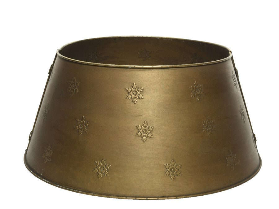 Metal Snowflake Design Antique Gold Christmas Tree Skirt Collapsible 70cm