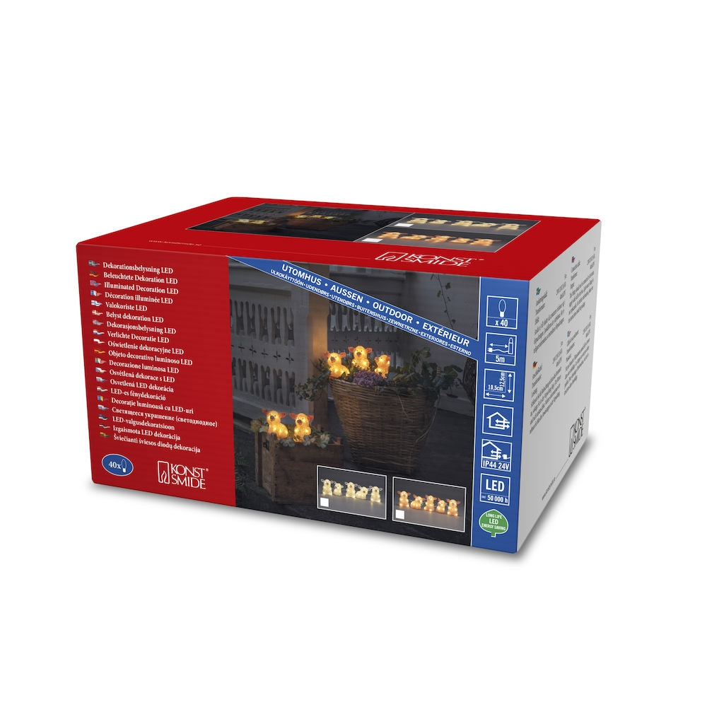 Konstsmide 5 Piece Acrylic Pink Pigs Light Set