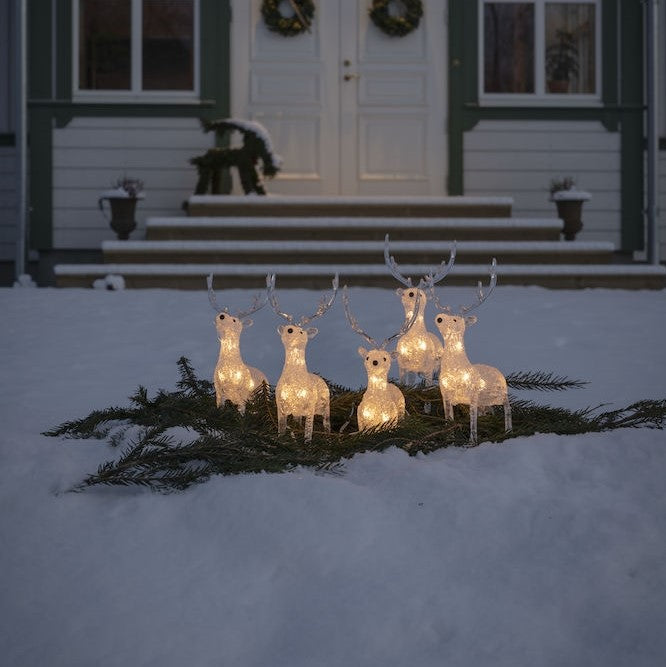 Konstsmide 5 Piece Acrylic Reindeer Christmas LED Set