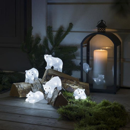 Konstsmide 5 Piece Acrylic Polar Bear Christmas Light Set