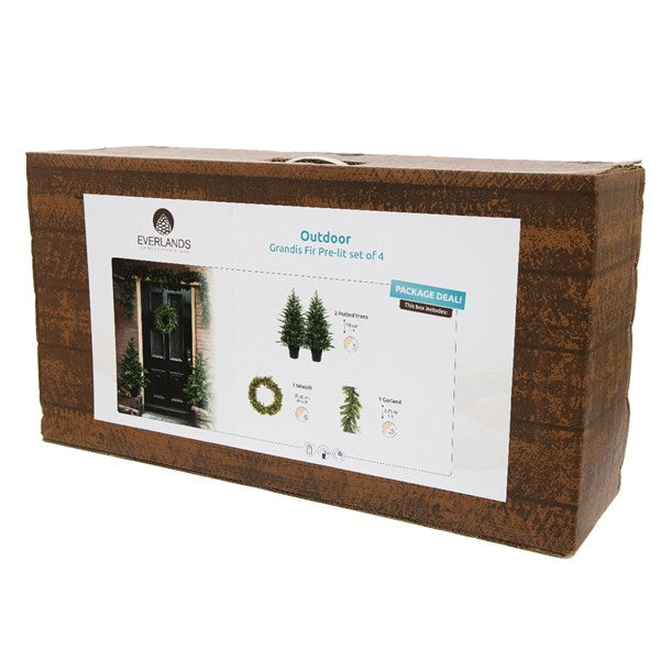 Everlands Grandis Fir Pre-Lit Christmas Door Set