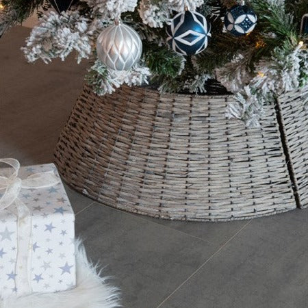 Grey Willow Wicker Collapsible Christmas Tree Skirt 57cm