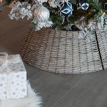 Load image into Gallery viewer, Grey Willow Wicker Collapsible Tree Skirt 70cm
