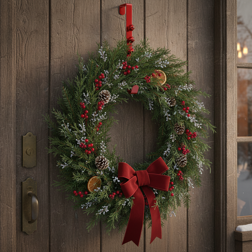 Red Jingle Bell Christmas Wreath Hanger