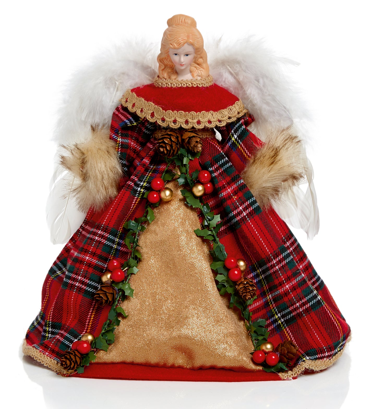 Tartan Angel Christmas Tree Topper 30cm