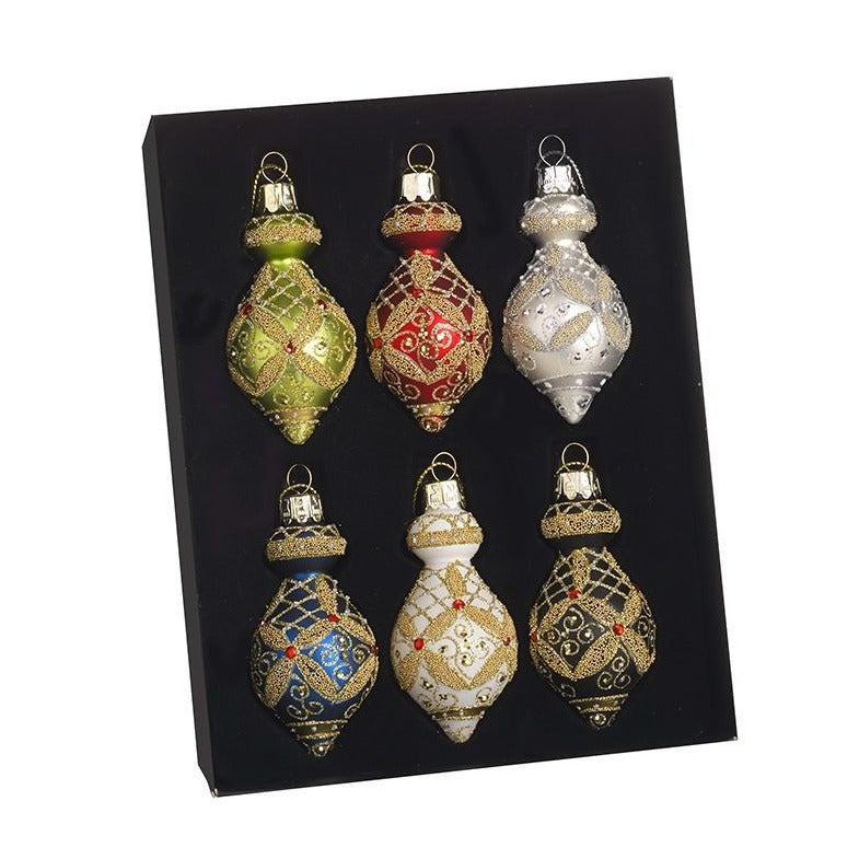 Vintage Style Glass Ornament Christmas Tree Bauble Set