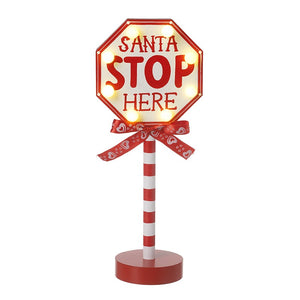 Santa Stop Here Light Up Sign