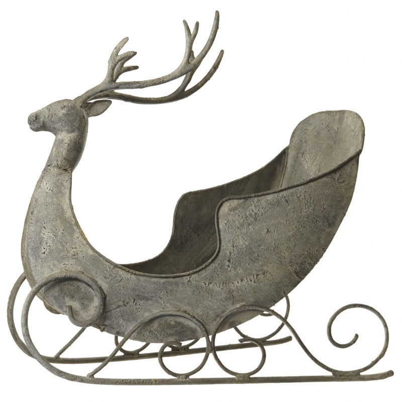 Vintage Style Christmas Rustic Reindeer Sleigh Decoration
