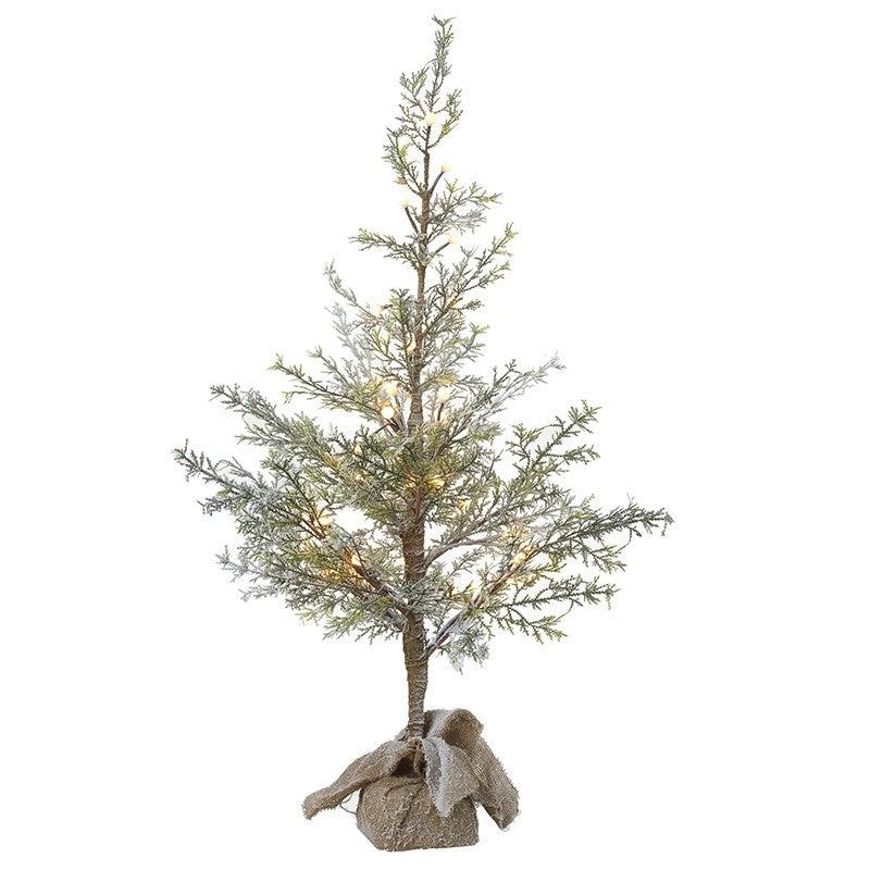 Light up Frosted Fir Christmas Tree in Hessian Bag