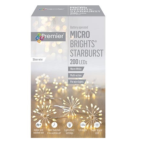 Premier 10 Warm White Starburst Christmas String Lights