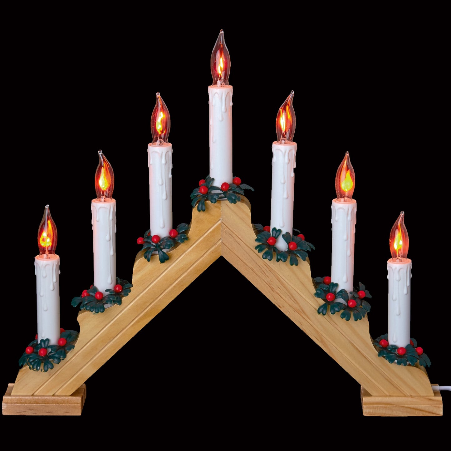 Flickering Bulb 7 Candles Pine Christmas Candle Bridge