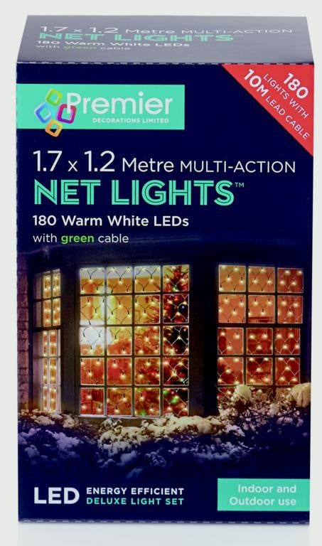 Premier 1.7m x 1.2m Warm White Christmas Net Lights