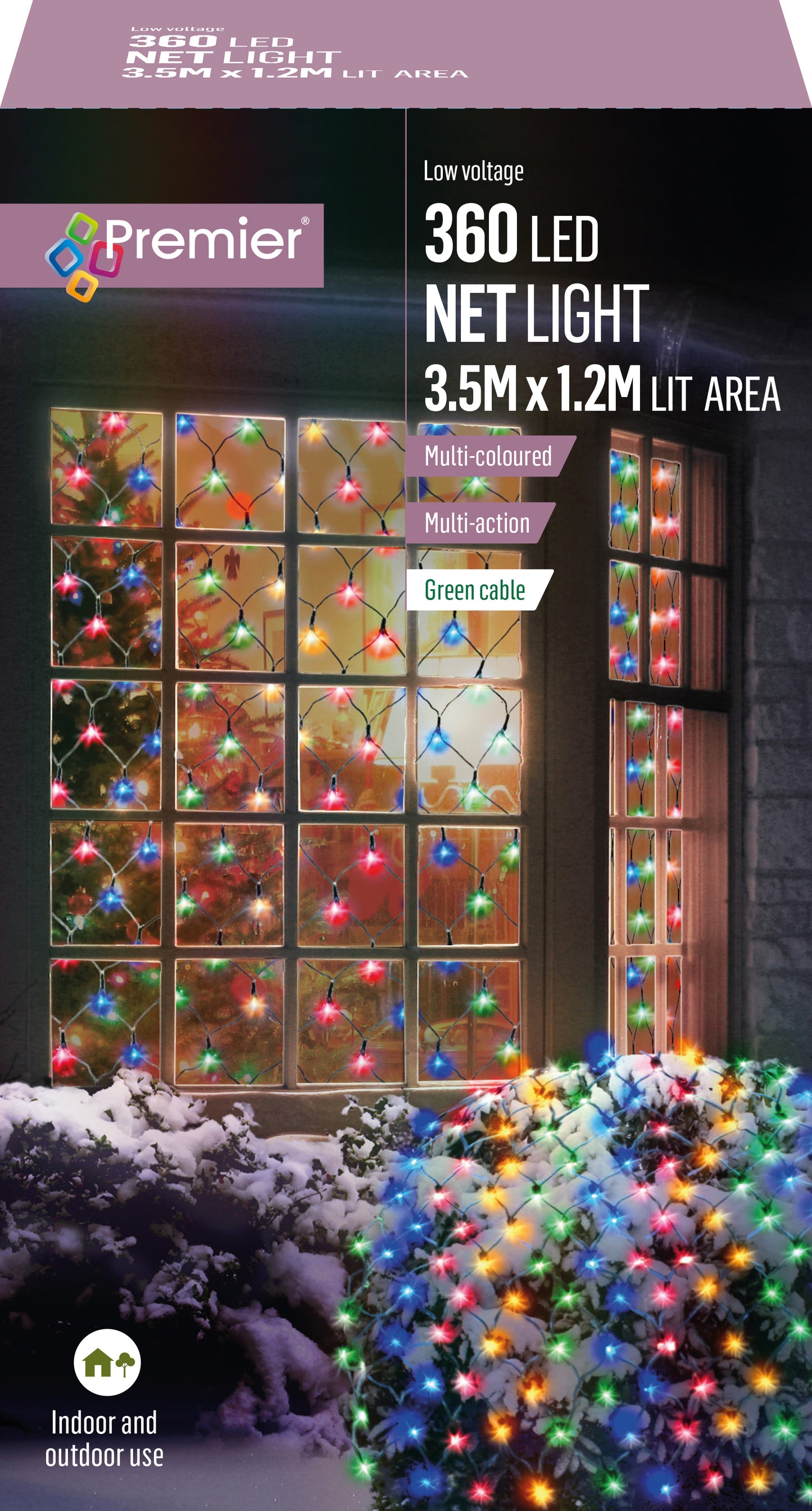 Premier 3.5m x 1.2m Multi Colour Christmas Net Lights