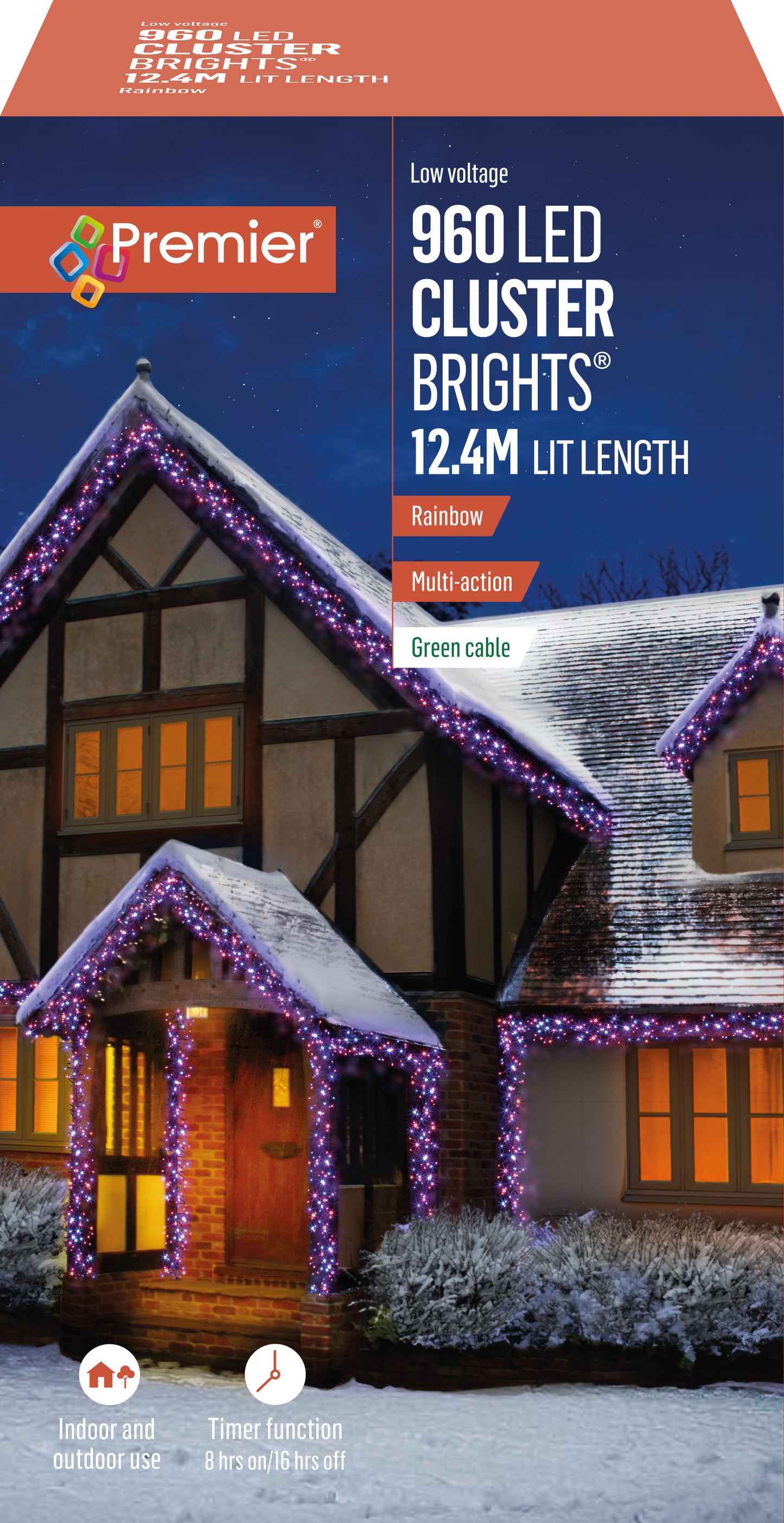 Premier 960 LED Cluster Brights Christmas Lights Rainbow