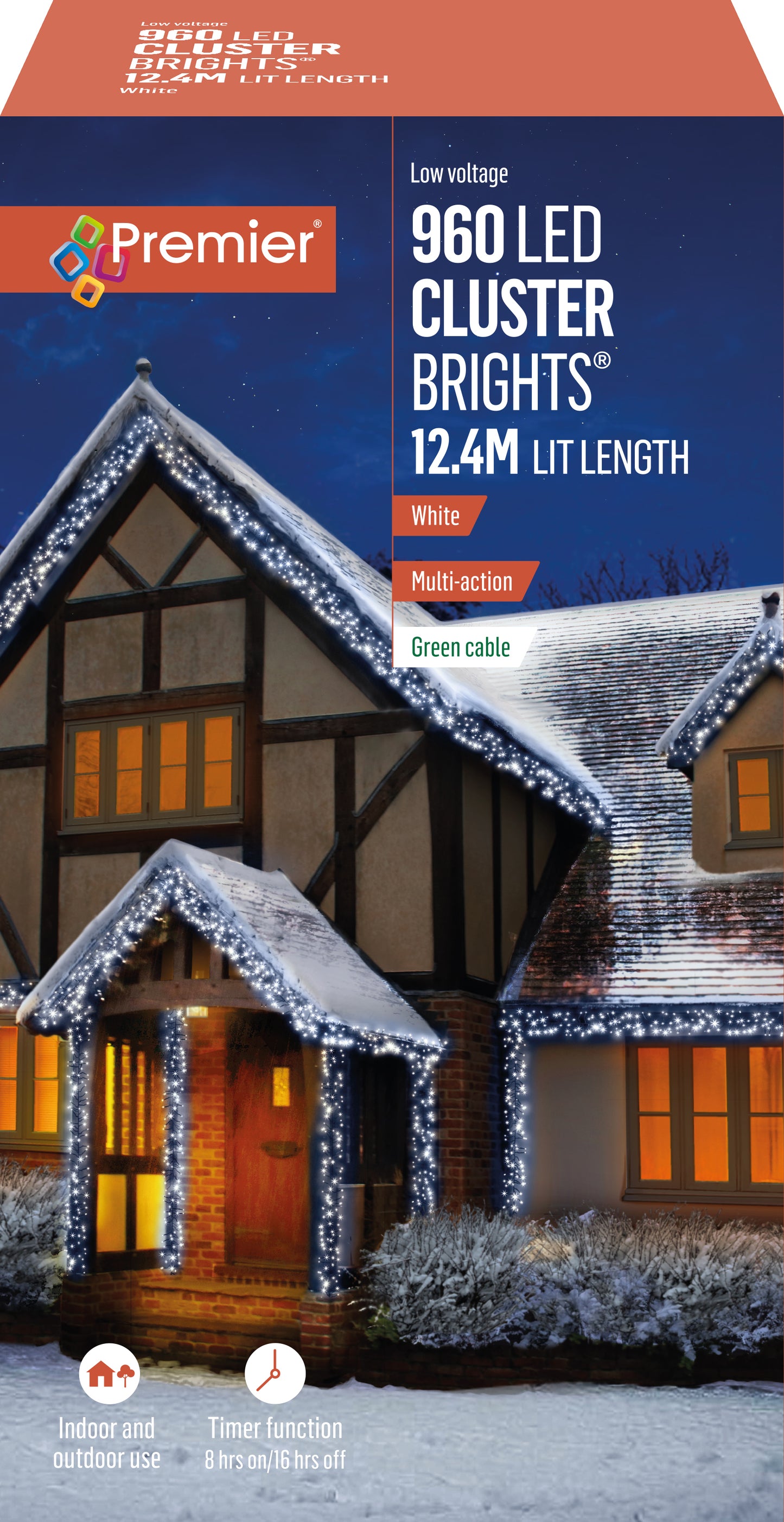Premier 960 LED Cluster Brights Christmas Lights White