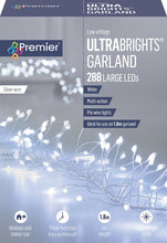 Load image into Gallery viewer, Premier Silver Ultrabright 1.8m Garland Pin Wire with 288 White LED Lights

