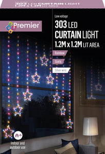 Rainbow Star V-Shaped Christmas Curtain Lights