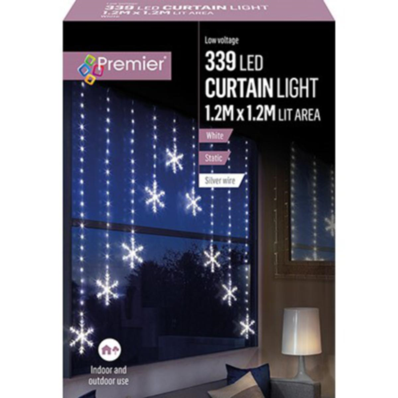 White Snowflake V-Shaped Christmas Curtain Lights