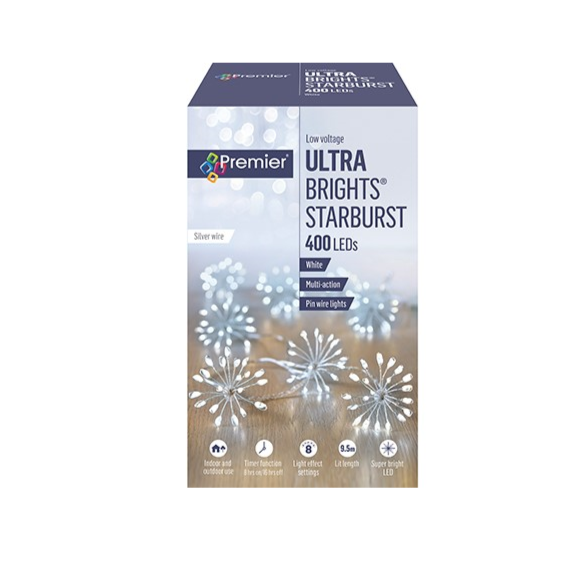Premier 20 Ultrabrights White Starburst Christmas String Lights