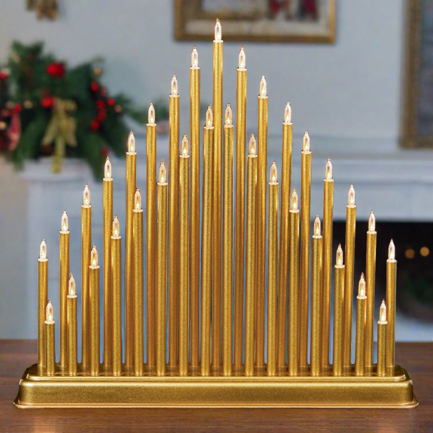 Golden Pipe Christmas Candle Bridge 34cm