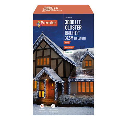 Premier 3000 Cluster Brights LED Christmas Lights White