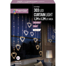 Load image into Gallery viewer, Warm White Heart V-Shape Christmas Curtain Lights
