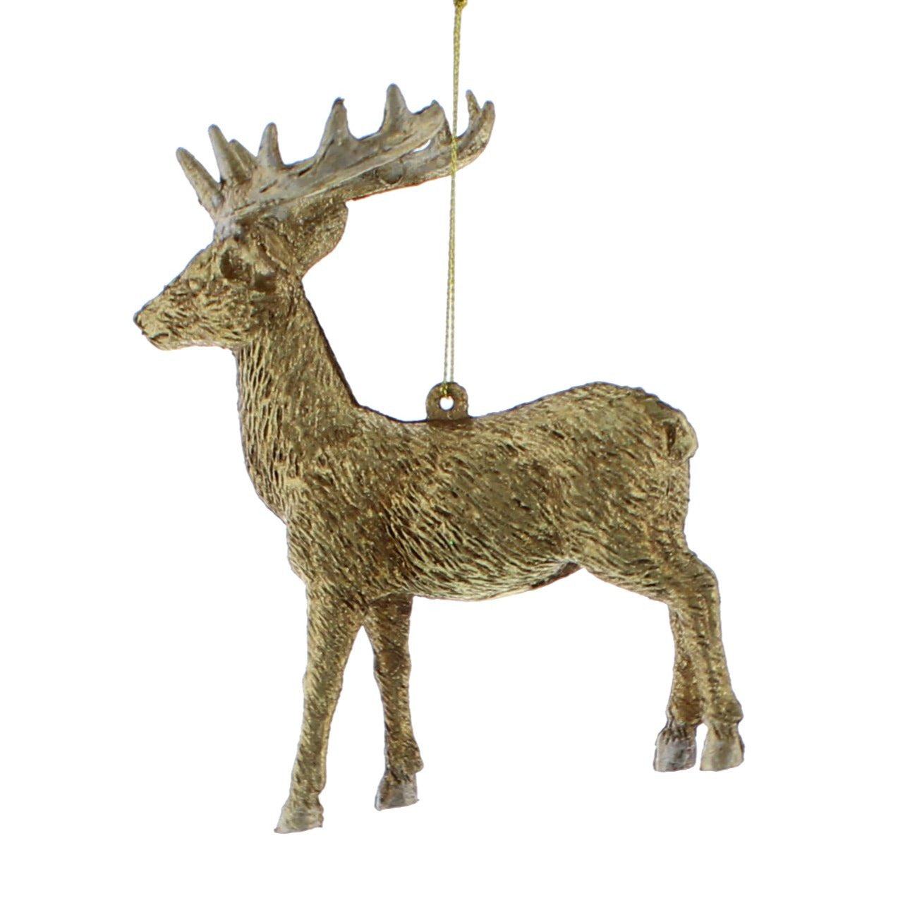 Gold Reindeer 12cm Hanging Christmas Decoration