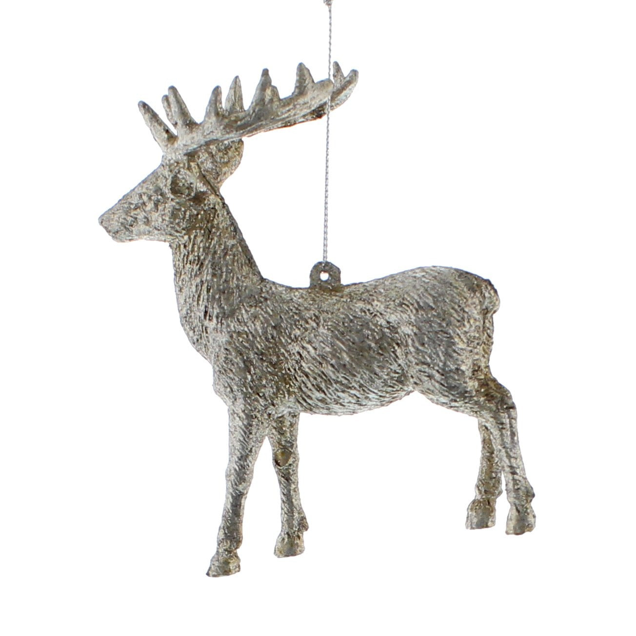 Silver Reindeer 12cm Hanging Christmas Decoration