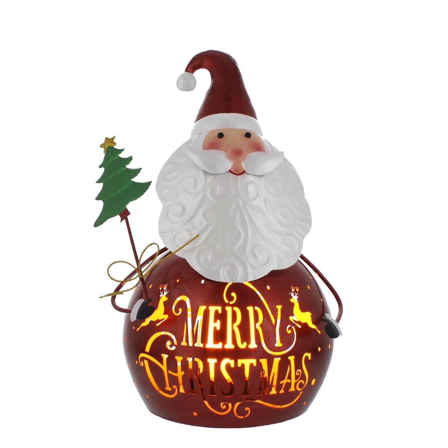 Merry Christmas Metal Santa Lantern 32cm