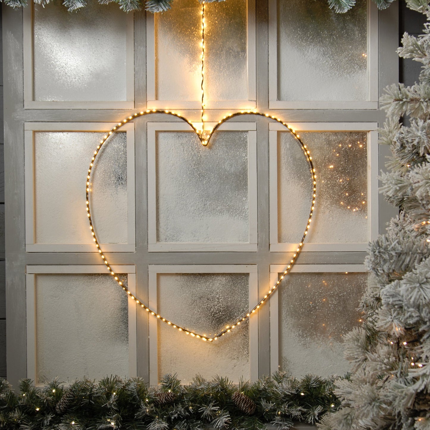 58cm LED Lit Black Heart Christmas Decoration with 180 Warm White LED Lights