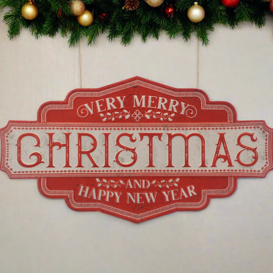 Vintage Style Red Merry Christmas Sign