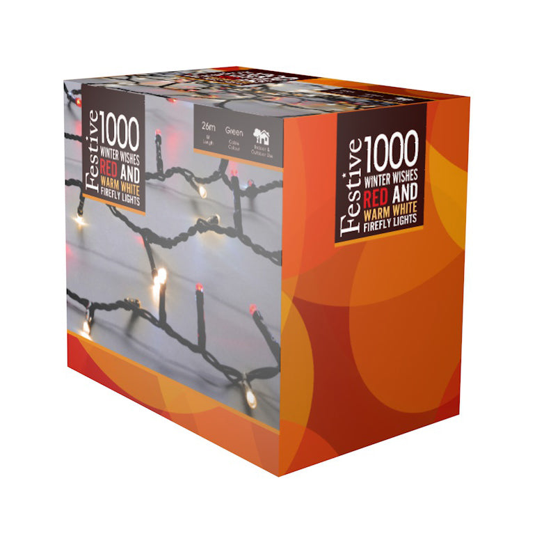 Festive 1000 Winter Wishes Christmas Firefly Lights