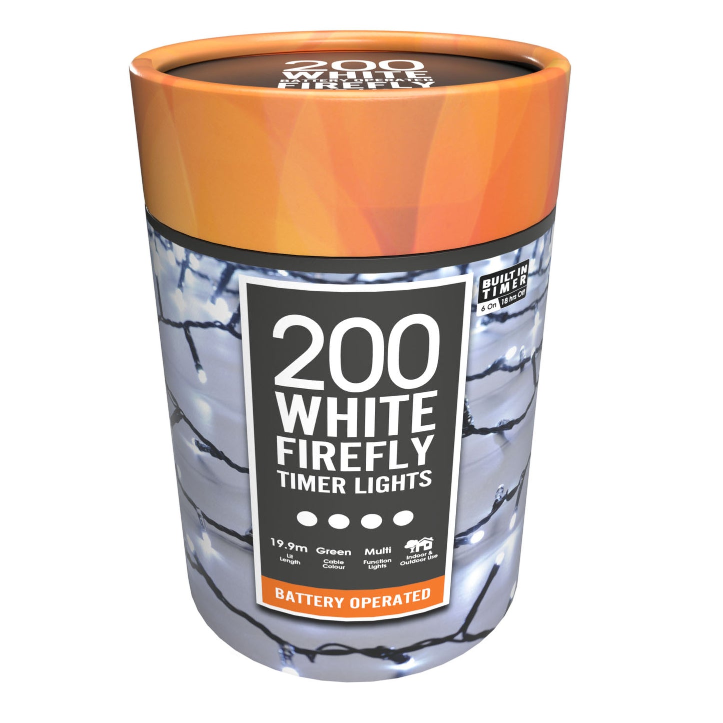 Festive 200 White Firefly Christmas Lights Battery Operated