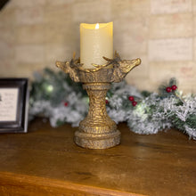 Load image into Gallery viewer, Gold Stag Christmas Candle Holder 22cm
