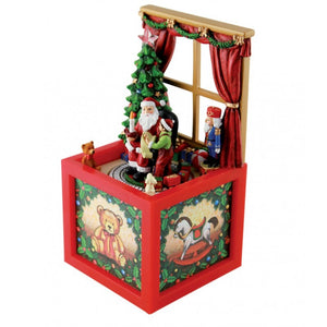 Christmas Animated Lit Music Box Santa And Child Scene