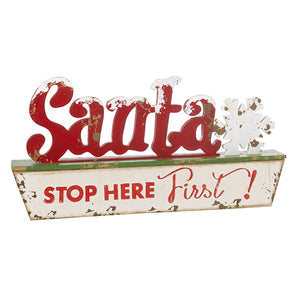 Vintage Style Santa Stop Here Sign
