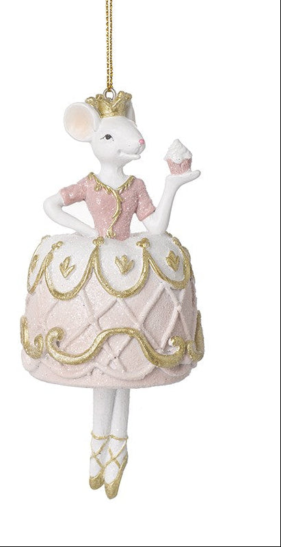 Gold Ballerina Mouse Hanging Christmas Tree Decoration